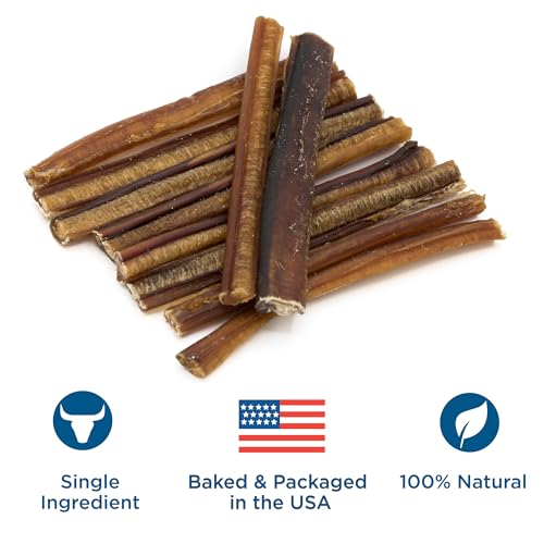 6 Inch All-Natural Bully Sticks for Dogs - 6” Easily Digestible, 100% Grass-Fed Beef, Grain and Rawhide Free | 25 Pack