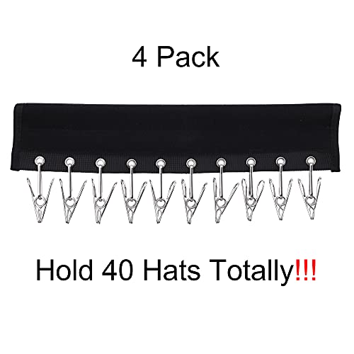 Cap Organizer Hanger, 10 Baseball Cap Holder, Hat Organizer for Closet - Change Your Cloth Hanger to Cap Organizer Hanger - Keep Your Hats Cleaner Than a Hat Rack, Pack of 4 Black