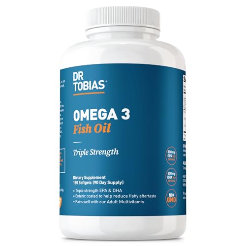 Omega 3 Fish Oil, 2000mg Triple Strength with 800mg EPA 600mg DHA Per Serving, Fish Oil Omega 3 Supplements for Heart, Brain & Immune Support, 180 Softgels, 90 Servings
