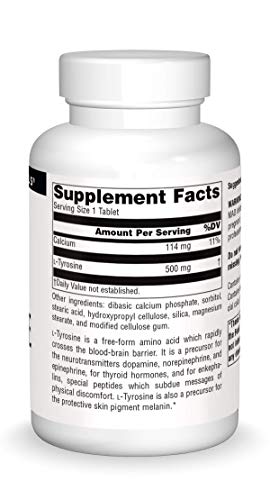 Source Naturals L-Tyrosine -Free Form Amino Acid Supplement - 100 Tablets
