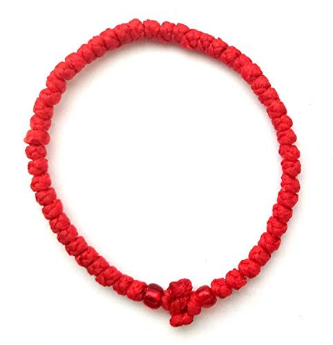 Handmade Christian Orthodox Greek Chotki Komboskoini Prayer Rope Thin Red