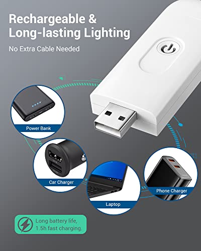Book Reading Light with Clip, USB Rechargeable Booklight for Reading in Bed, Eye Care LED Book Lamp for Kids, Bookworms,2 Brightness Levels (White)