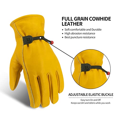 KKOYING Leather Work Gloves, Leather Gloves for Men and