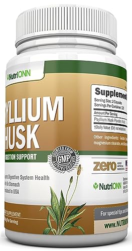 PSYLLIUM Husk Capsules - 1450mg Per Serving - 240 Capsules - Double Strength - Premium Psyllium Fiber Supplement - Great for Digestion and Regularity - 100% Natural Soluble Fiber