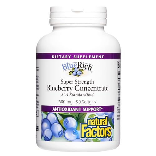 BlueRich by Natural Factors, Super Strength Blueberry Concentrate, Antioxidant Support for Overall Good Health, 90 Softgels