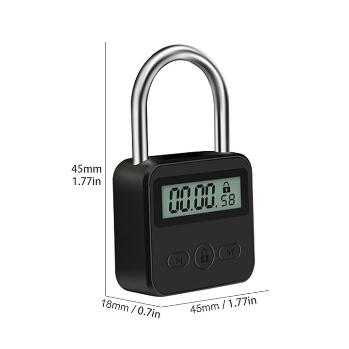 Metal Timer Lock, 99 Hours Max Timing Lock, USB Rechargeable Timer Padlock with LCD Display, Multi-Function Micro Electronic Timer Lock, Heavy Duty Metal Time Out Padlock(Black)