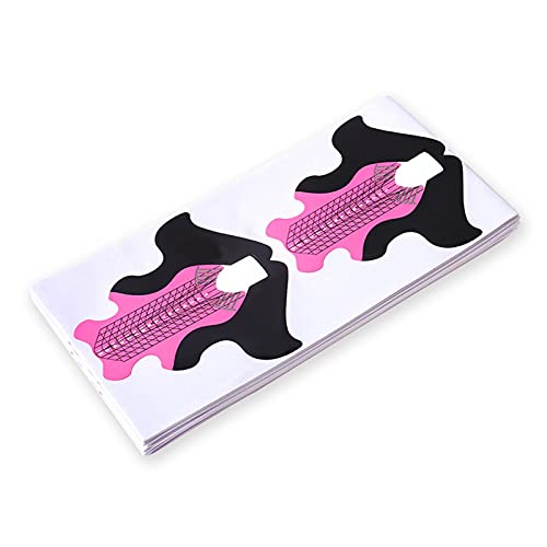 100Pcs/Pack Nail Forms Extension Tips Guide Extension French DIY Tool Fish Acrylic UV Gel Nail Art Tools Builder Sticker Sculpting (Pink)