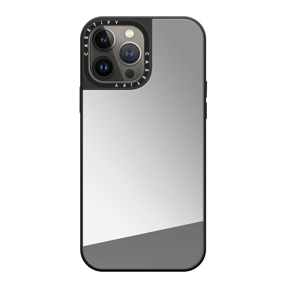 Mirror iPhone 13 Pro Max Case [5ft Drop Protection/Compatible with Magsafe] - Silver on Black