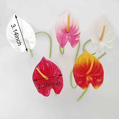 20Pcs Artificial Anthurium Flowers Real Touch Fake Flower for Home Decor Floral Arrangements Bouquets (Red)