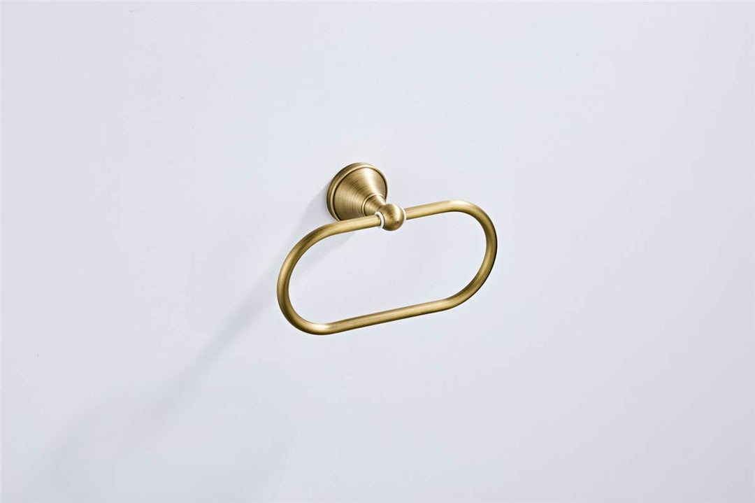 Oval Towel Ring Antique Brass Hanger Hand Towel Holder for Bathroom Kitchen Accessories Wall Mounted, Brushed Bronze