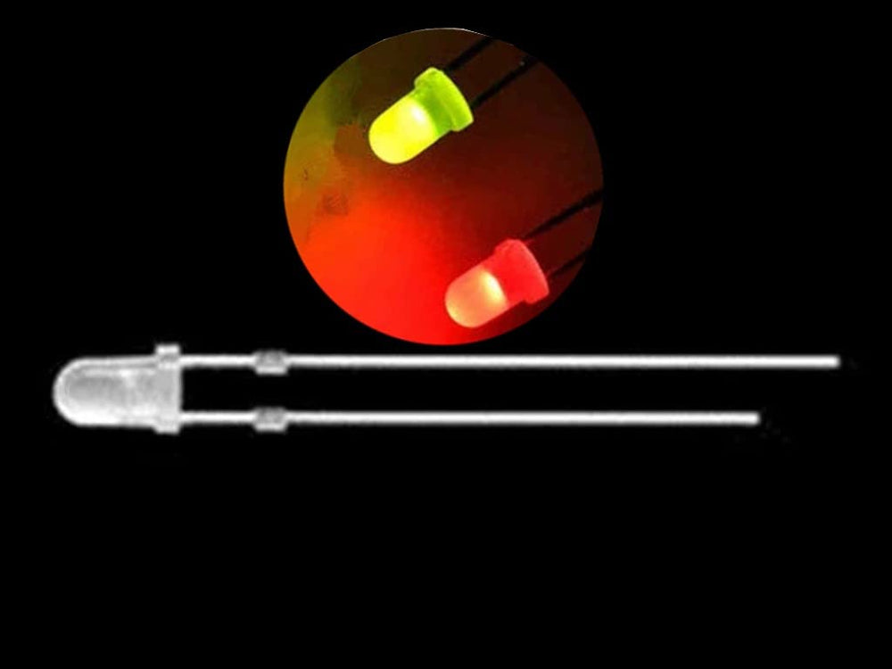 100PCS 2pins F3 3mm Dual Bi Color Polar Changing Red/Green Led Diffused LEDs