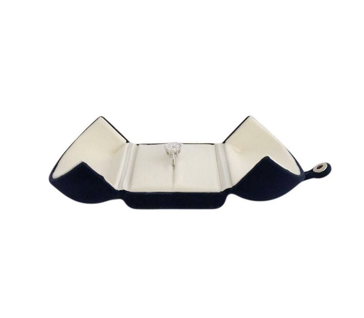 Elegant Blue Velvet Ring Box for Engagement Wedding Birthday Anniversary Valentine&#39;s Day Present Gift Luxurious Jewelry Case Storage Display Packaging Shows (Jewelry is not included)
