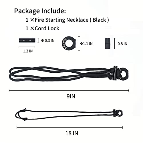 PSKOOK Fire Starter Necklace, Survival Paracord Necklac