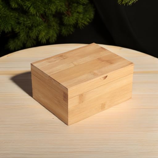 Small Unfinished Wooden Box, 6.7 x 5.1 x 3.1 inch Natural Pine Wood Boxes Unpainted Wooden Boxes for Crafts DIY Wood Box with Hinged Lids for Art, Hobbies, Jewelry Box and Home Storage