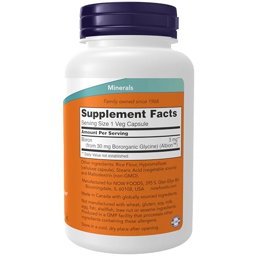 NOW Supplements, Boron 3 mg (Bororganic Glycine), Struc