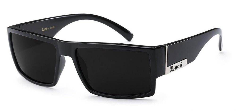 Mens Flat Top Gangster Sunglasses Black Silver Frame 91026 (Black), 5.5w x 1.75h