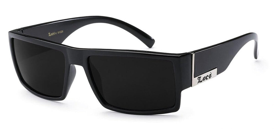 Mens Flat Top Gangster Sunglasses Black Silver Frame 91026 (Black), 5.5w x 1.75h