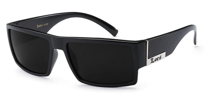 Mens Flat Top Gangster Sunglasses Black Silver Frame 91026 (Black), 5.5w x 1.75h