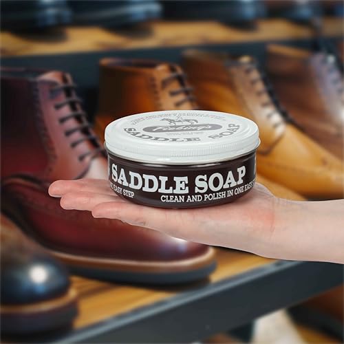 Fiebing&#39;s White Saddle Soap for Leather (12 oz Tin) - Leather Cleaner &amp; Conditioner to Soften, Protect &amp; Restore Leathercraft - Leather Soap for Car Seat, Couch, Shoe, Purse, Boot, Bag, &amp; Saddles