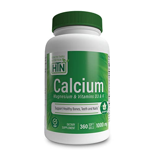 Calcium 1000mg and Magnesium 400mg with Vitamin D3 &amp; K 360 Softgels (4 Month Supply)
