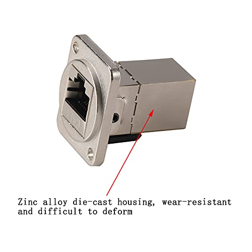 5PCS Panel Mounting RJ45 Cat5/5e/6 8P8C Ethernet LAN Cable Connector Zinc Alloy Housing Double Head Coupler Adapter Female to Female