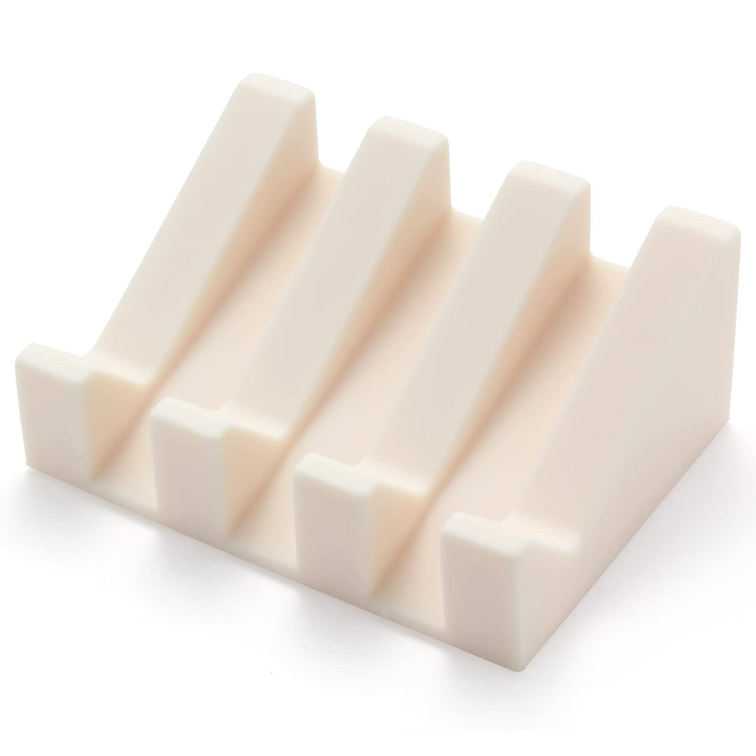 Silicone Soap Dish with Drain for Shower, Soap Saver, Self Draining Bar Soap Holder for Shower/ Bathroom/ Kitchen, Waterfall Bar Soap Holder Tray, Sponge Holder, Easy Cleaning (Beige)