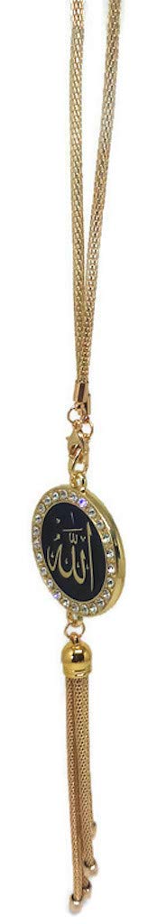 Car Mirror Hanging Ornament with Hanging Chain AMN-253 Allah Muhammad Names Islam Crystal Round Metal Pendant Arabic Calligraphy Eid Ramadan Muslim Gift