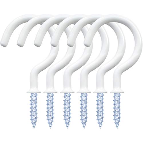 12 Pack Vinyl Coated Ceiling Hooks,Screw-in Mug Hooks,Multi-Function Wall Hooks Kitchen Hooks Cup Hooks for Indoors Outdoors (White, 2 Inch)