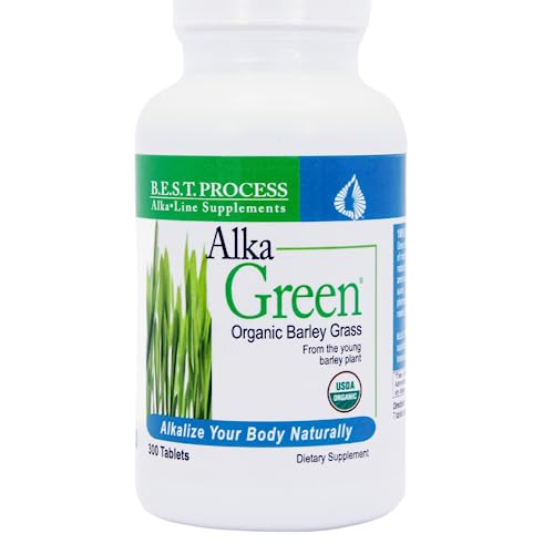 Alka•Green Tablets Best Process Alkaline — Nutrient Dense Organic Barley Grass Supplement — Natural Source of Enzymes &amp; Amino Acids