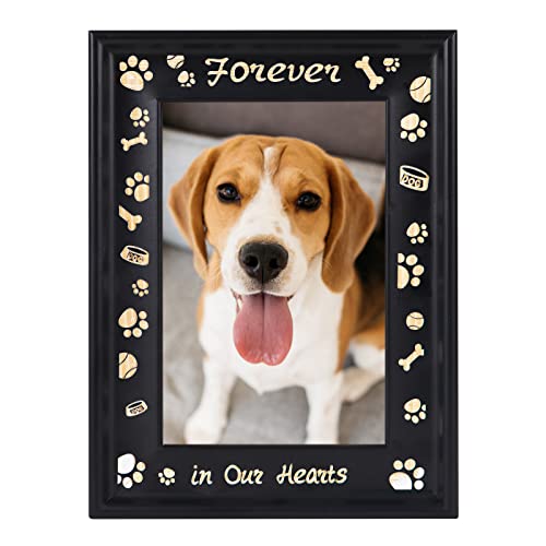 Dog Memorial Wood Picture Frame, 6&#39;&#39;x8&#39;&#39;, Solid Wood, Rustic Style, Tabletop, Easel Back, Fits 3.5&#39;&#39;x5.5&#39;&#39; Photos