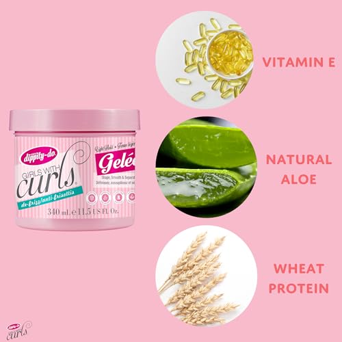 Girls with Curls Light Hold Gelee - Shape, Smoothe &amp; Separate Your Curls - Formulated with Aloe, Vitamin E &amp; Wheat Protein for Frizz-Free &amp; Never Crunchy Curls - 340 mL/11.5 fl oz