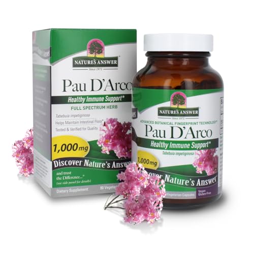 Nature&#39;s Answer PAU D&#39;Arco Inner Bark | Supports Healthy Immune System | Helps Maintain Intestinal Flora | Alcohol-Free, Gluten-Free, Kosher Certified &amp; Vegan 90ct.