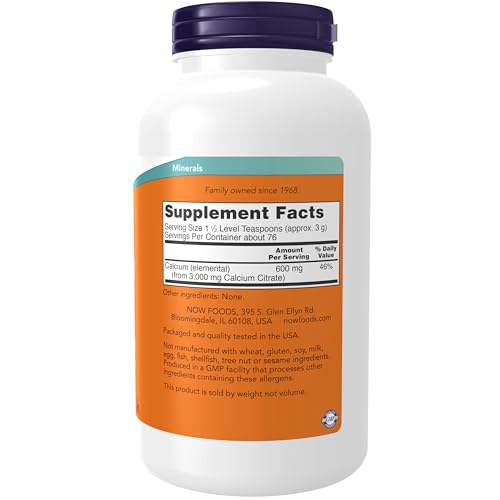 NOW Foods Supplements, Calcium Citrate Powder, Highly B