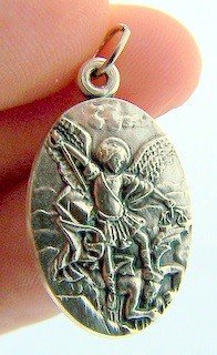 Archangel Saint St Michael 1 Silver Tone Medal Pendant