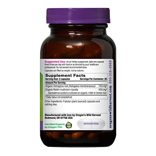 Oregon&#39;s Wild Harvest Astragalus Reishi Organic Herbal Supplement, 90 Count