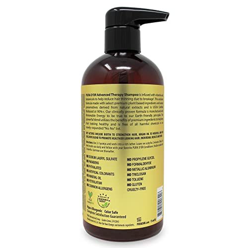 16 Oz Advanced Therapy Shampoo Reduces Hair Thinning & Increases Volume, No Sulfate, Biotin Shampoo Infused with Argan Oil, Aloe Vera for All Hair Types, Men & Women