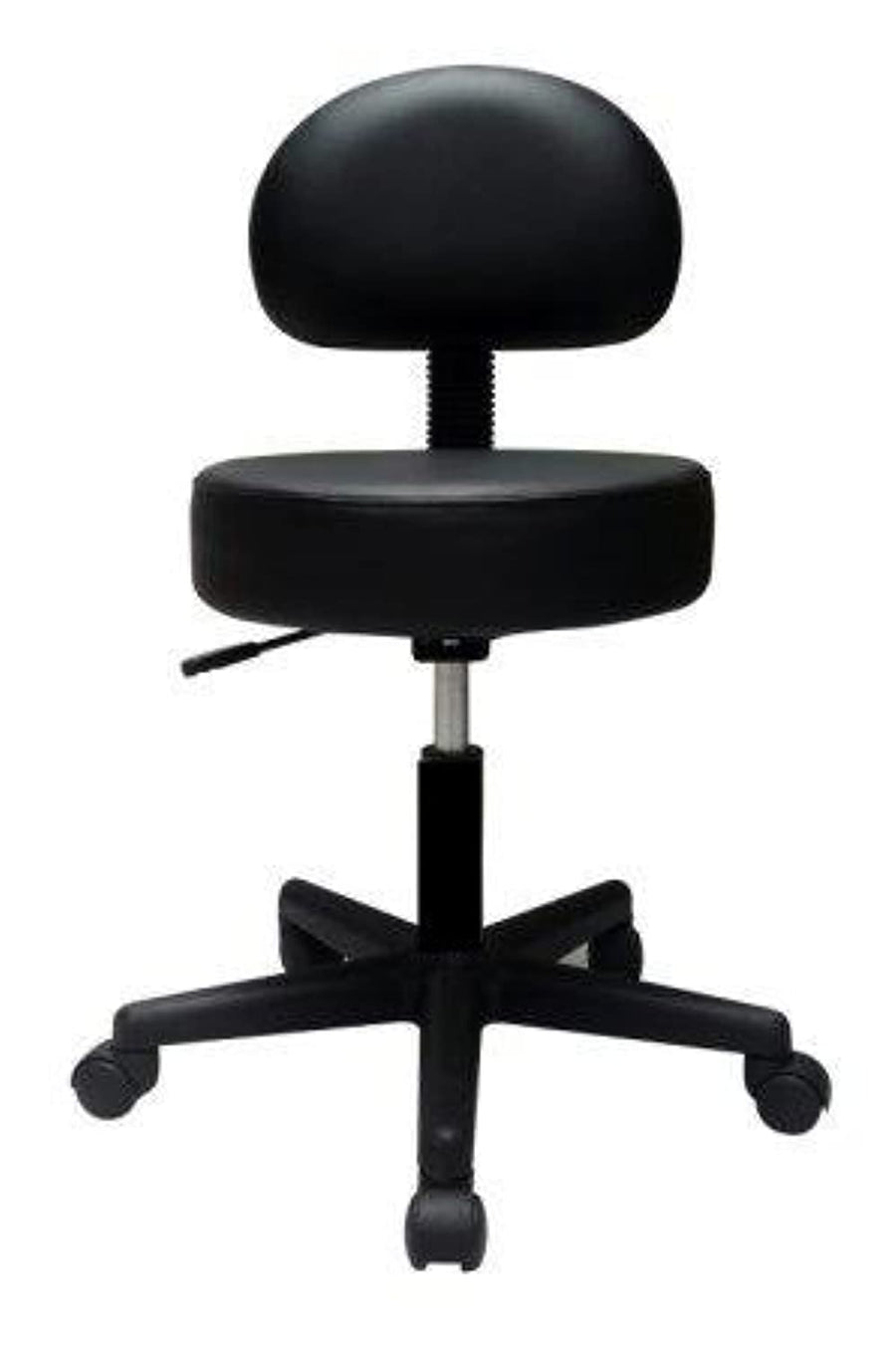 Rolling Adjustable Stool with Removable Backrest (Black)