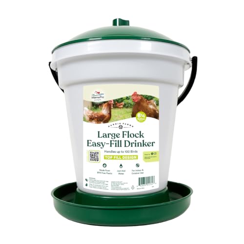Large Flock Easy-Fill Poultry Drinker, Made with BPA-Free Plastic, Top Fill Design, 6.25 Gallon