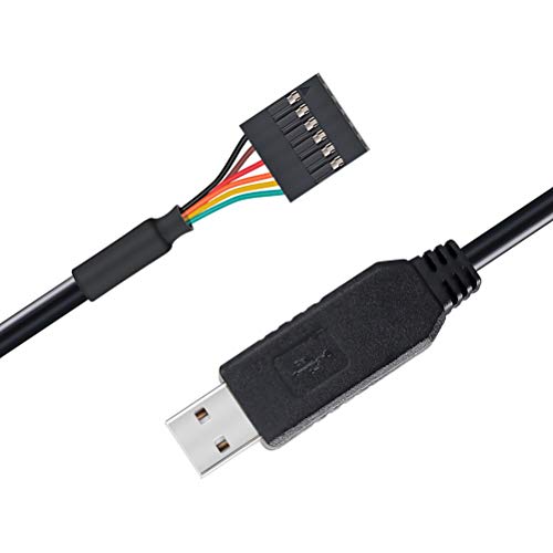 USB to TTL Serial 5V Adapter Cable with FTDI FT232RL Chip 6 Pin 0.1 inch Pitch Female Socket Header UART IC Windows 11 10 8 7 Linux MAC OS (6ft, Black)