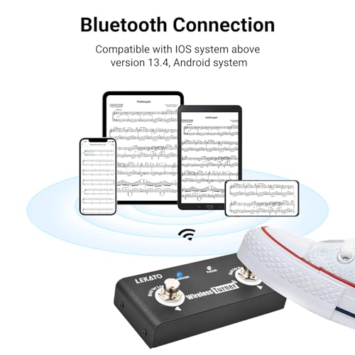 Wireless Page Turner Pedal Wireless Page Turner Foot Pedal for Tablets Phone (Android &amp; IOS system above version 13.4 support)Page Turning- External Pedal for Loop Pedal Tuner Switching