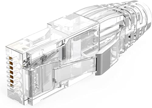 RJ45 Connectors, 100-Pack Cat6 Connector, Cat6/Cat5 8P8C Modular Plug Ends with Relief Boots for Solid Wire and Standard Cable, Transparent