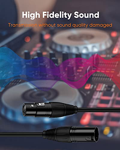 XLR Microphone Cable, 6 FT XLR Male to XLR Female Balanced 3 PIN Mic Cables, Black