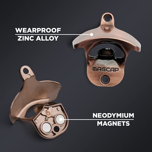 Outdoor Bottle Opener Wall Mounted - Style Magnetic Beer Bottle Opener that Catches Caps - Easy to Install and Incredibly Convenient