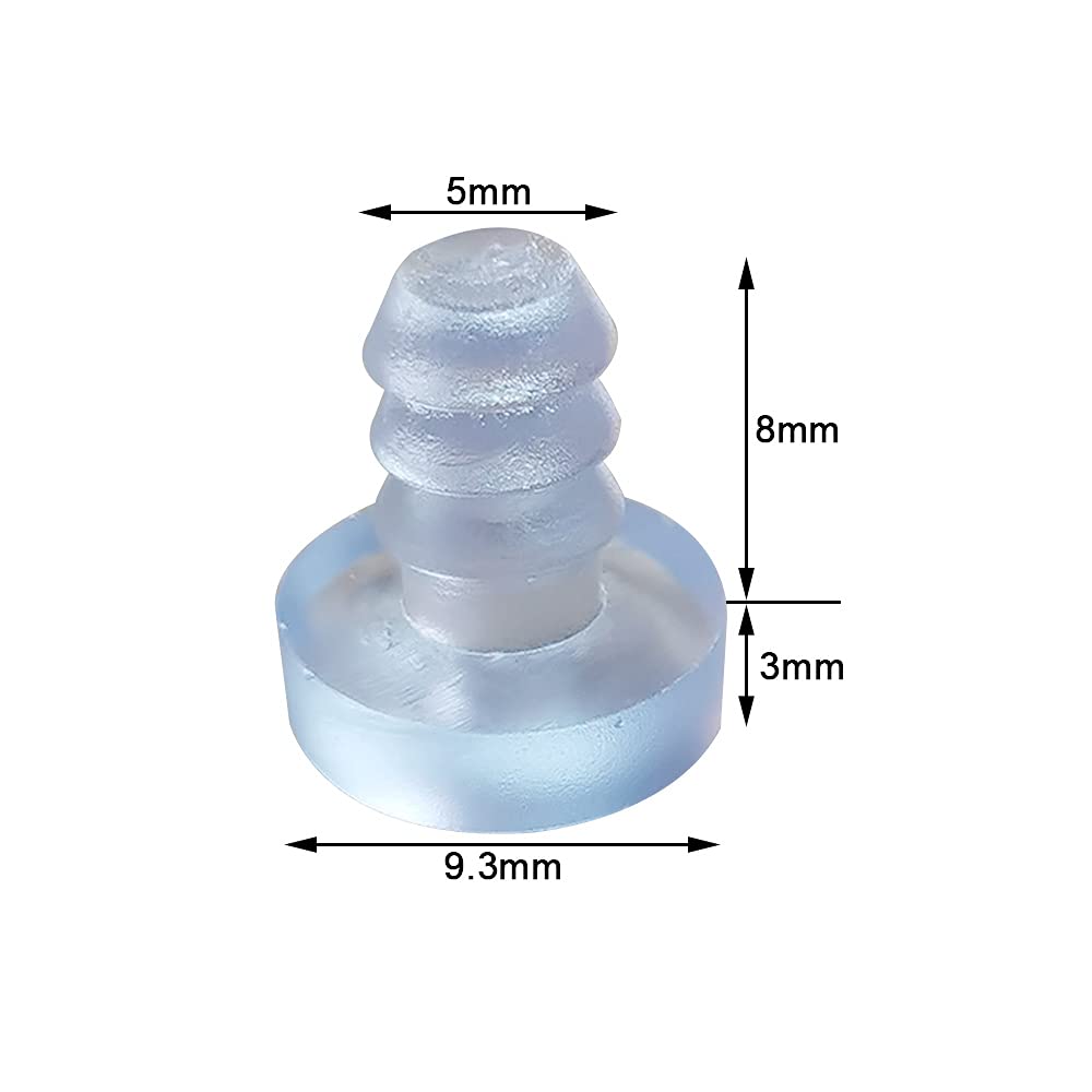 50 Pack 4.8mm Glass Top Table Bumpers with Stem, Clear Rubber Glass Table Bumper, Patio Table Spacers, for 3/16Inch Hole Furniture Cabinet