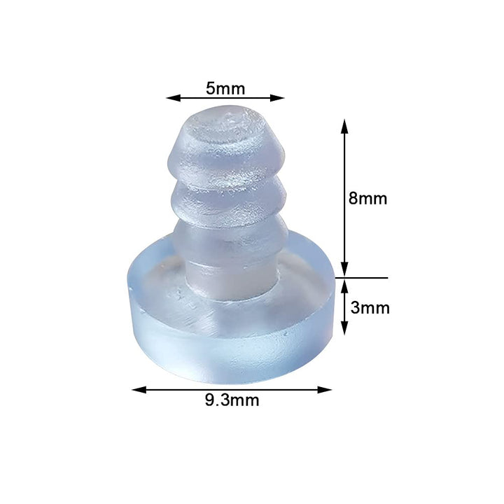 50 Pack 4.8mm Glass Top Table Bumpers with Stem, Clear Rubber Glass Table Bumper, Patio Table Spacers, for 3/16Inch Hole Furniture Cabinet