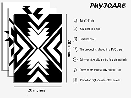 PUYIQARE Aztec Canvas Wall Art Black and White Aztec Po