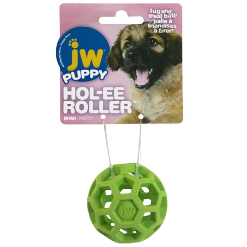 Hol-ee Roller Dog Toy Puzzle Ball, Natural Rubber, Mini (1.75 Inch Diameter), Colors May Vary