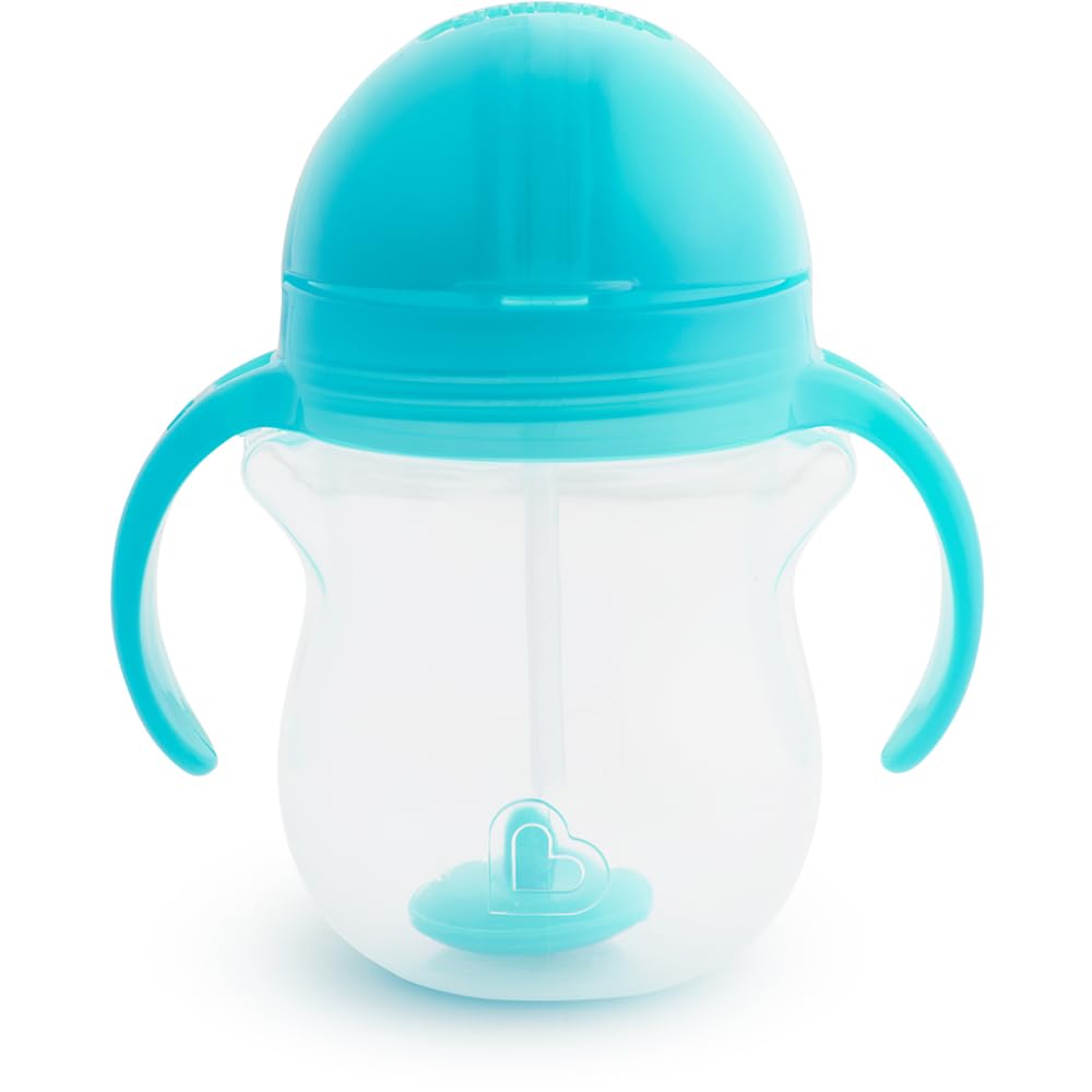 Munchkin Any Angle Sippy Cup for Toddlers, Weighted Straw Trainer Cup with Click Lock Lid, 7 Ounce, Blue