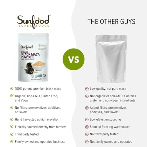 Sunfood Superfoods Black Maca Powder Raw, Organic. 4 oz