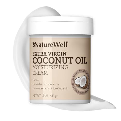 Extra Virgin Coconut Oil Moisturizing Cream for Face, Body, & Hands, Anti Aging, Firming, Restores Skin's Moisture Barrier, Provides Intense Hydration For Dry & Dull Skin (16 Oz)